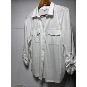 Mesh+Lace Top Ivory XL 3/4 Sleeve Double Pocket Gorgeous And Comfortable